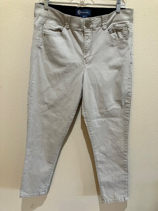 Democracy Denim - Democracy Ab Solution Crop Jeans Women's 14 Beige Cotton Stretch Skinny Ankle